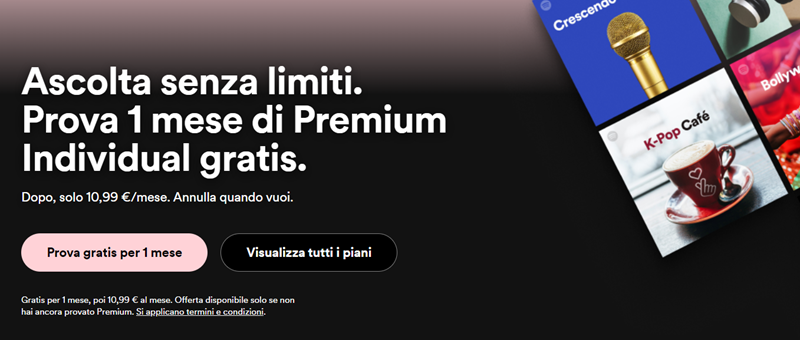 1 mese gratis di Spotify Premium